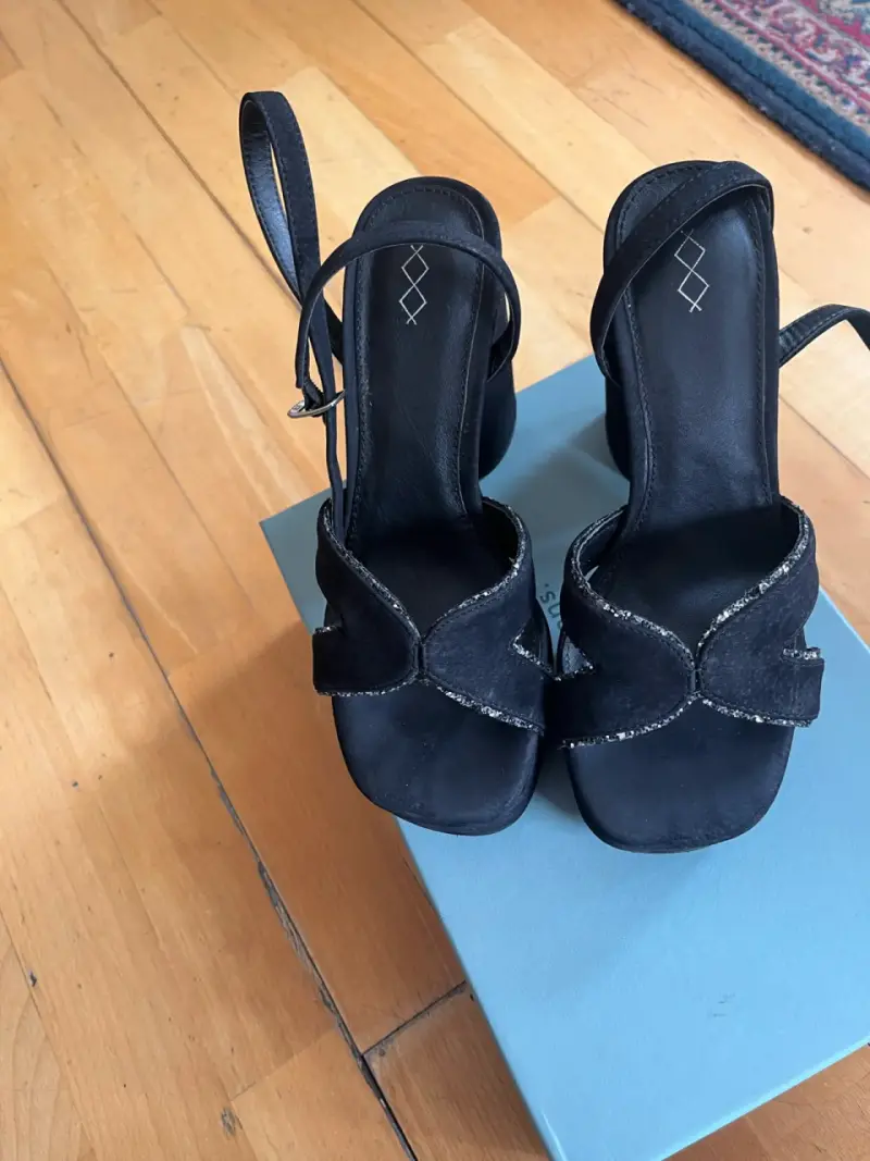 Sandalias de tacón alto negras con plataforma - 5