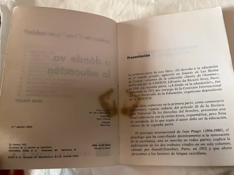 Libro 'A Dónde Va la Educación' de Piaget - 4