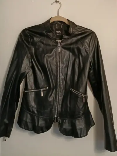 Chaqueta de ecocuero negra para mujer talla M - miniatura 1