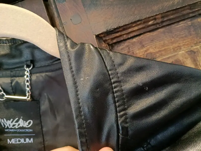 Chaqueta de ecocuero negra para mujer talla M - 3