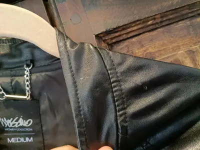 Chaqueta de ecocuero negra para mujer talla M - miniatura 3