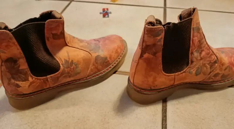 Botines de cuero floral para mujer - 1