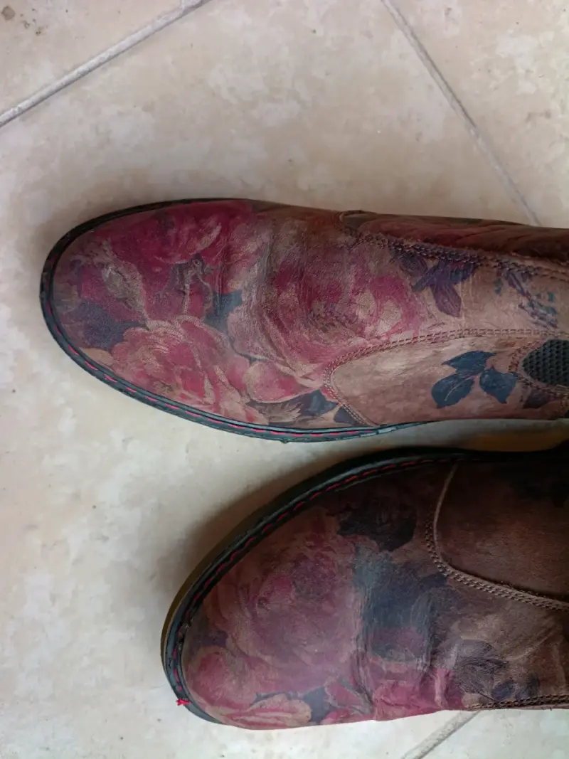 Botines de cuero floral para mujer - 2