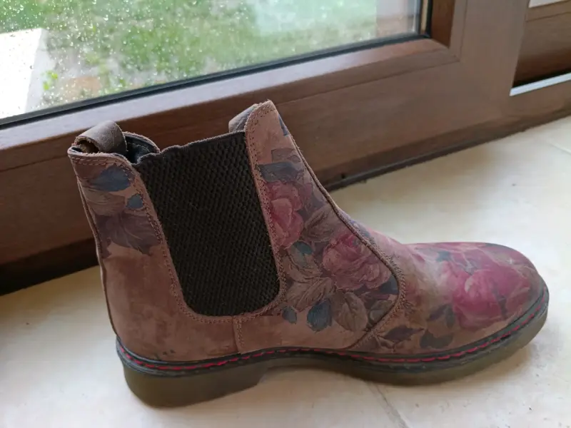 Botines de cuero floral para mujer - 3