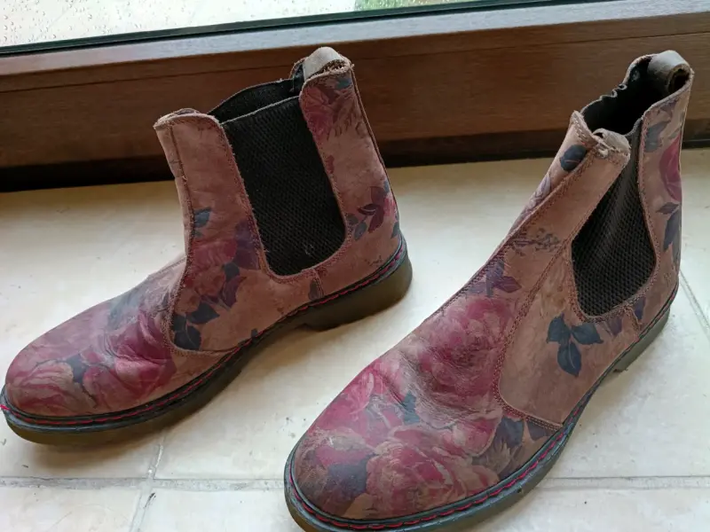 Botines de cuero floral para mujer - 6