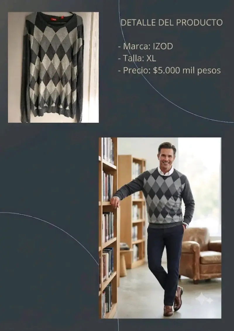 Suéter de rombos gris para hombre IZOD