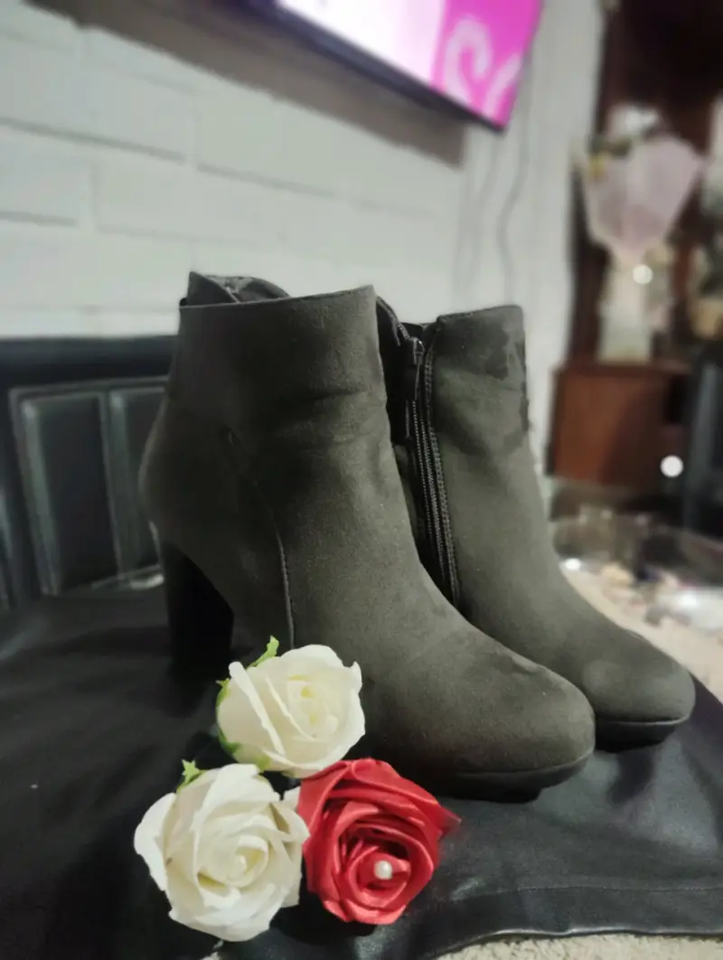Botines de gamuza marrón con tacón alto - 5
