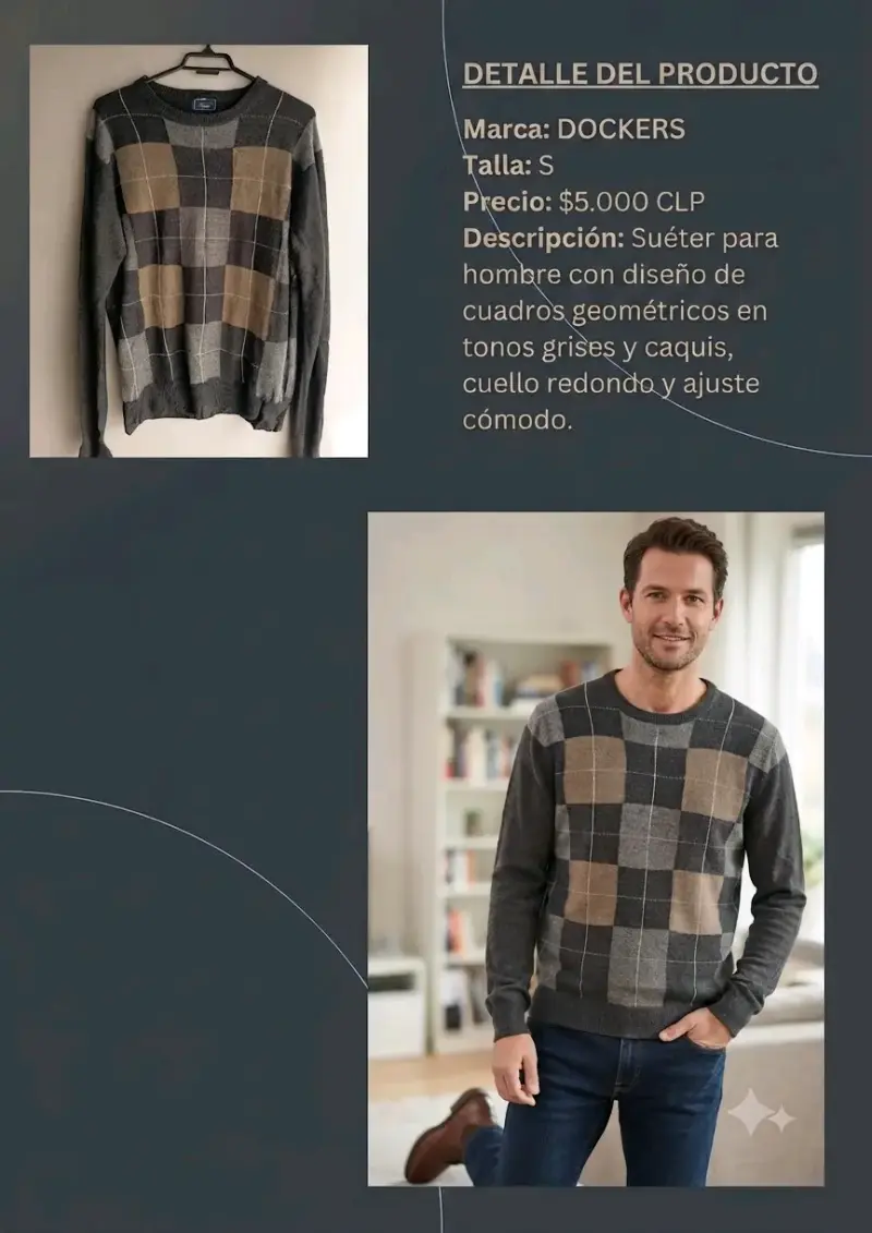 Suéter Dockers para hombre con diseño de cuadros