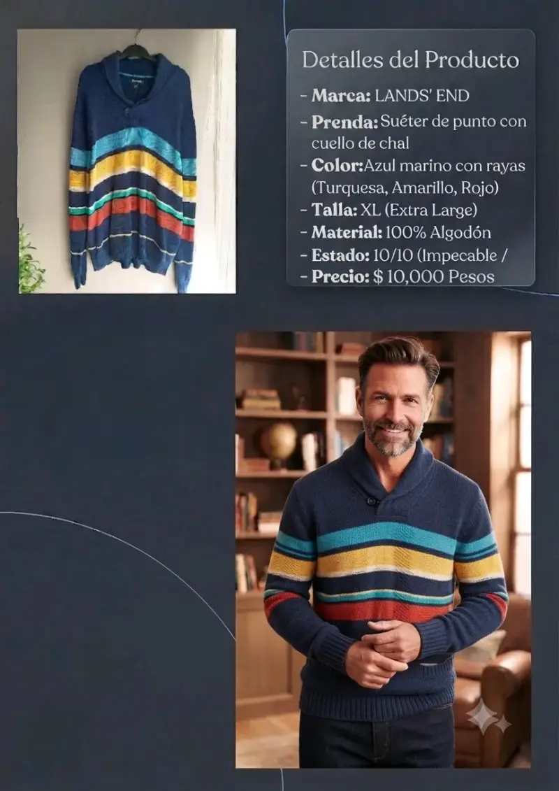 Suéter de punto Lands' End con rayas coloridas