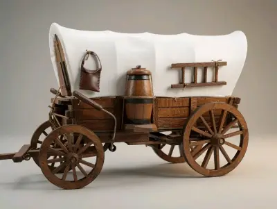 Carreta de madera decorativa viejo oeste - miniatura 1