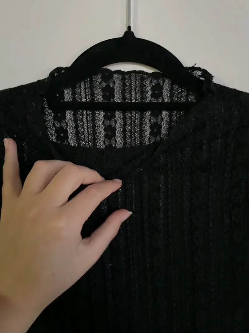 Blusa de encaje negra para mujer - 3