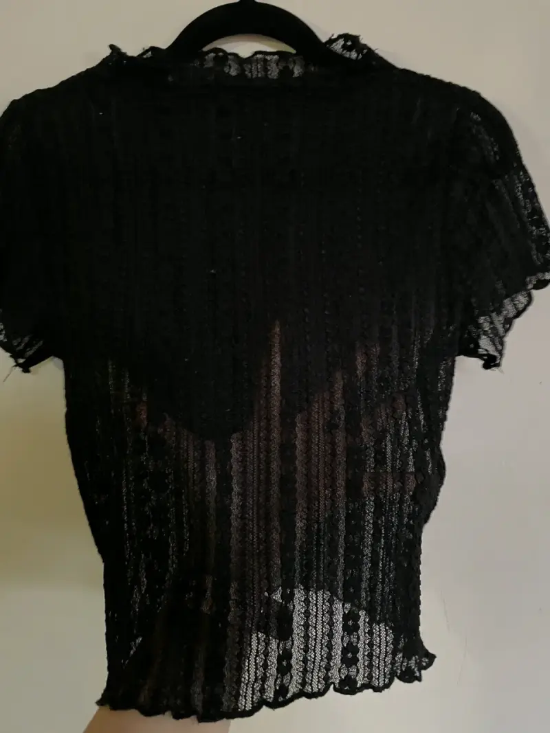 Blusa de encaje negra para mujer - 4