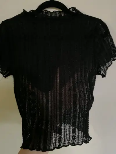 Blusa de encaje negra para mujer - miniatura 4