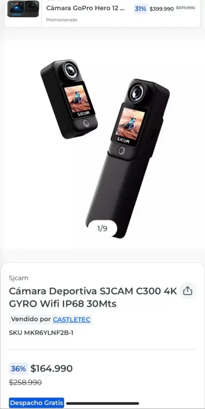 Cámara Deportiva SJCAM C300 4K con Accesorios - miniatura 3