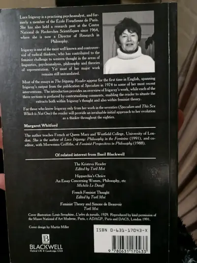 Libro 'The Irigaray Reader' editado por Margaret Whitford - miniatura 2