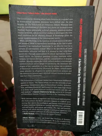 Libro 'The Exhaustion of Difference' de Alberto Moreiras - miniatura 2