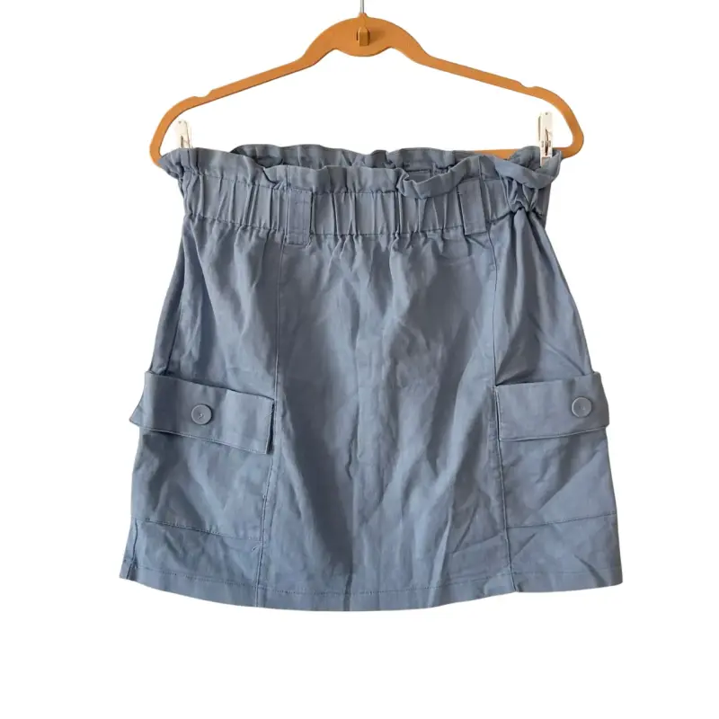 Falda talla L corta azul con bolsillos laterales - 1