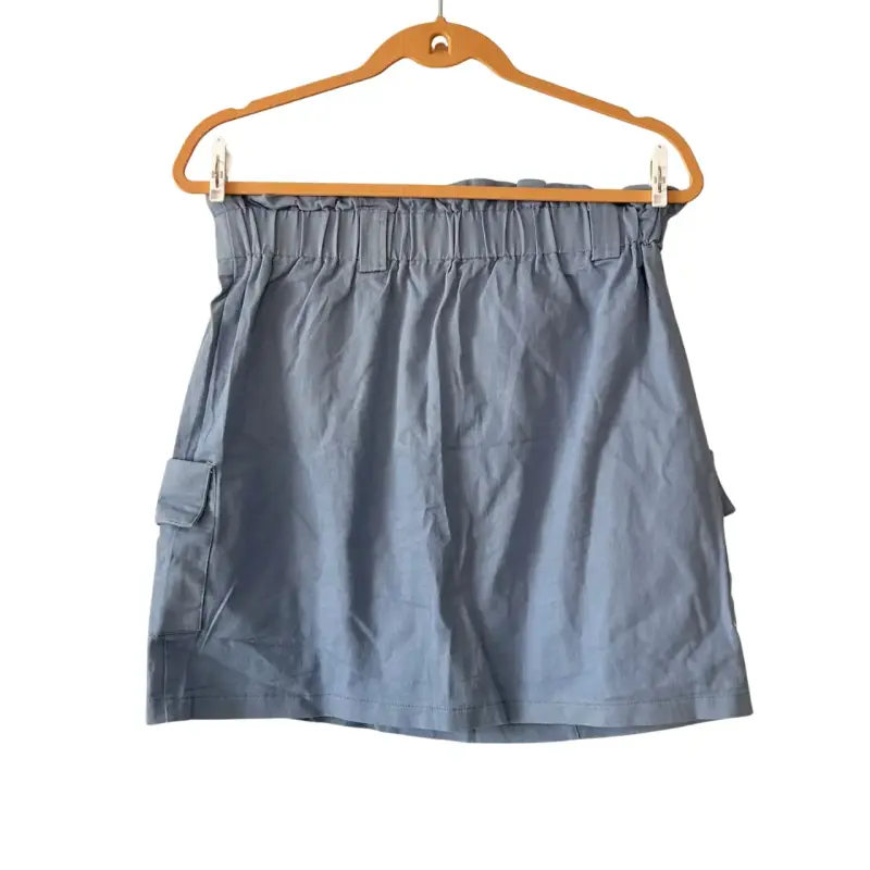 Falda talla L corta azul con bolsillos laterales - 2