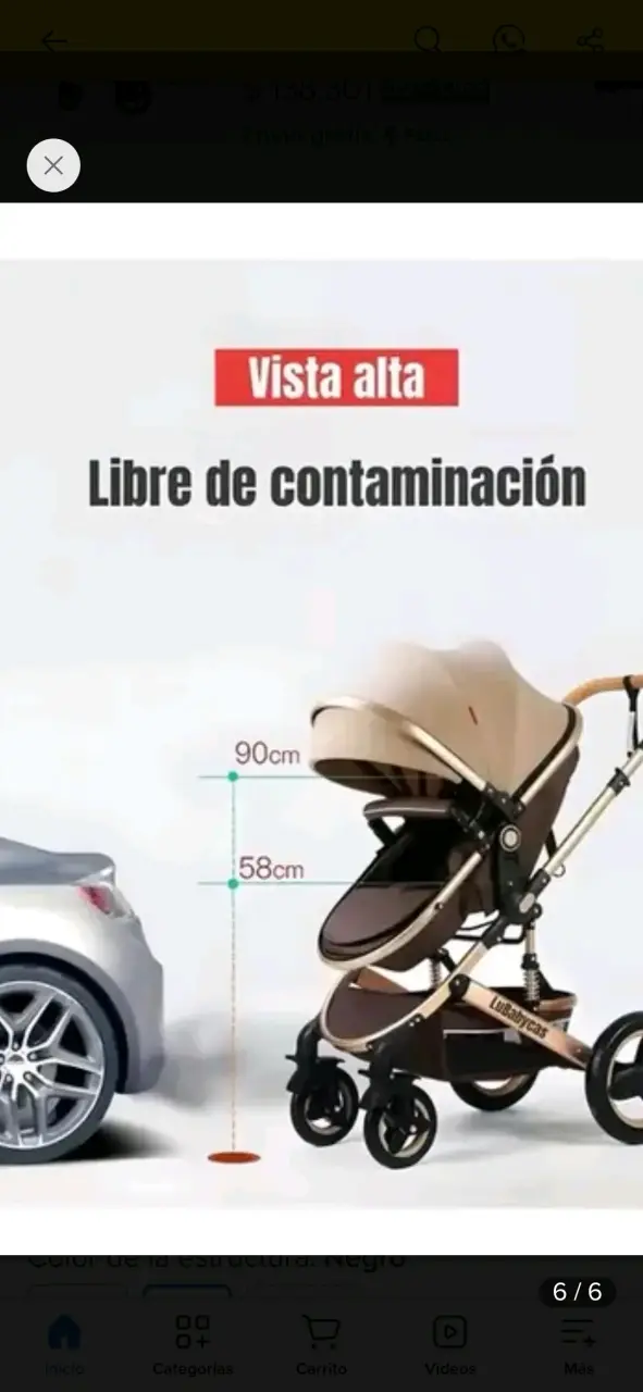 Coche cuna con silla nido Lubabycas negro - 5