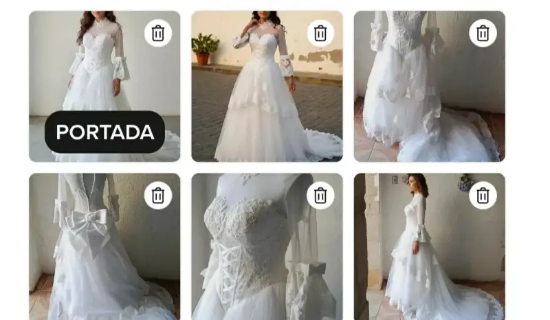 Vestido de novia blanco con encaje y mangas largas