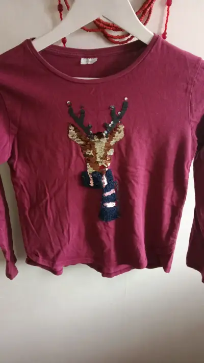 Poleras de manga larga burdeos niña t8/10 - miniatura 3