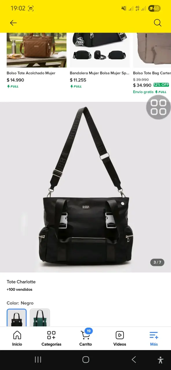 Bolso Tote Negro Bubba Charlotte Mujer - 2