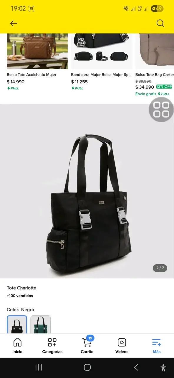 Bolso Tote Negro Bubba Charlotte Mujer - 3