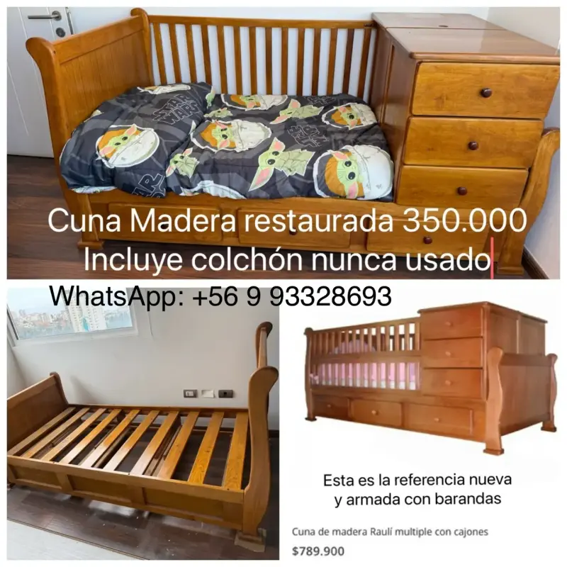 Cuna de madera con colchón incluido