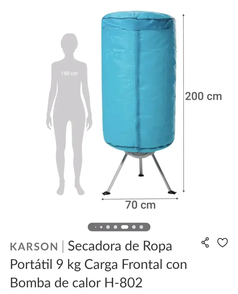 Secadora de Ropa Portátil Karson 9 kg con Bomba de Calor