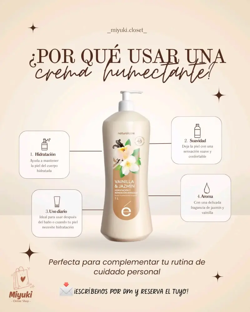 Crema Humectante Naturalcore Vainilla y Jazmín 1L