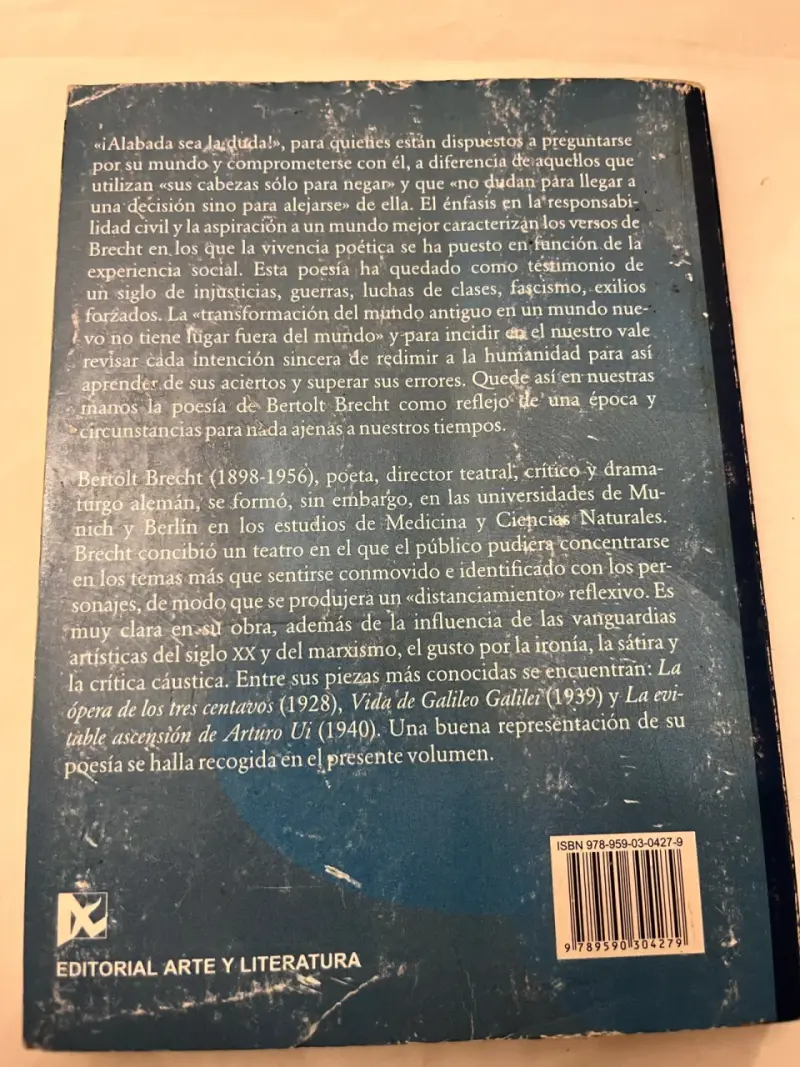 Libro de poesía de Bertolt Brecht - Editorial Lira - 2