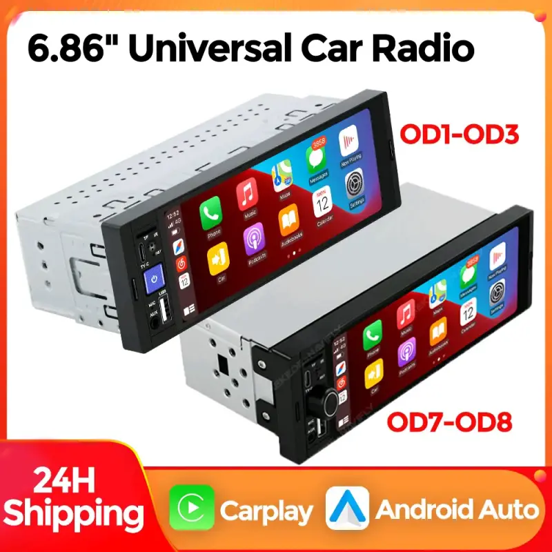 Radio de Auto Universal 6.86'' con CarPlay y Android Auto - 1