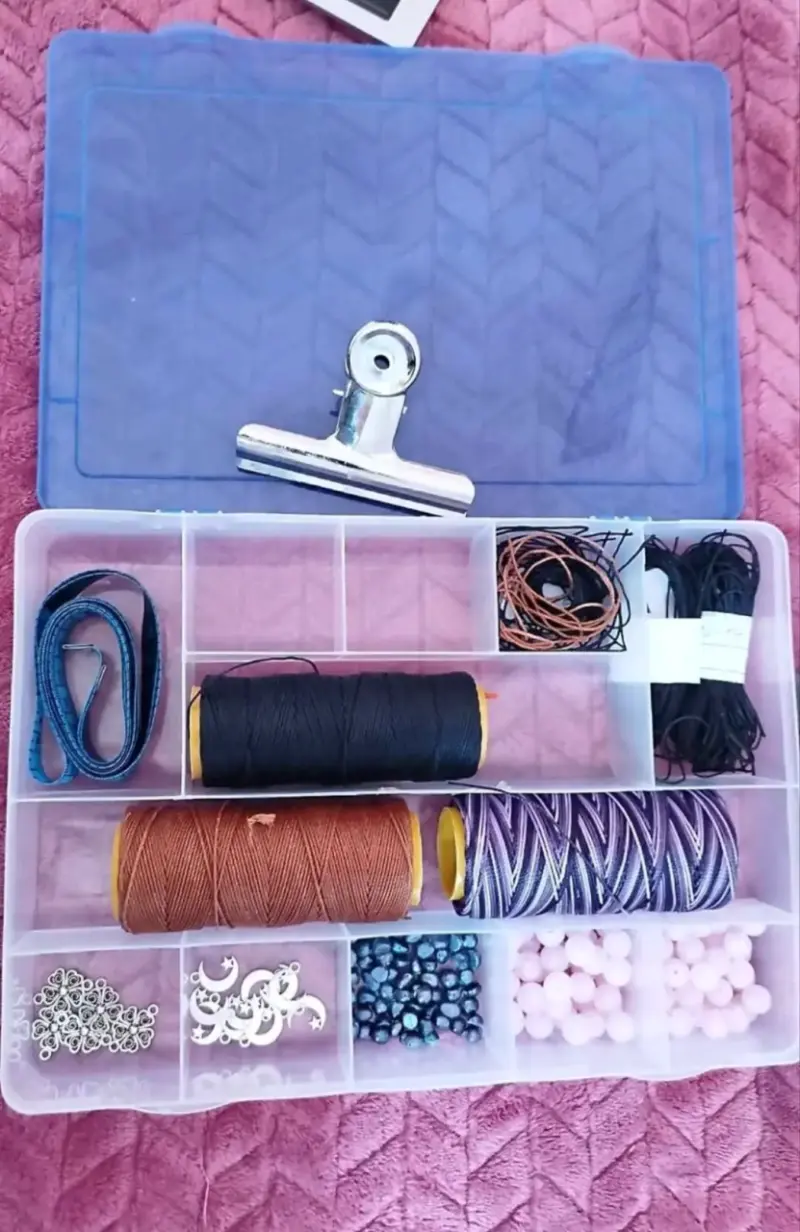 Kit de manualidades con hilos macrame y piedras - 1