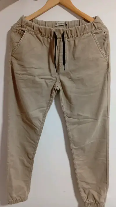 Pantalones jogger beige casuales para hombre talla - miniatura 1