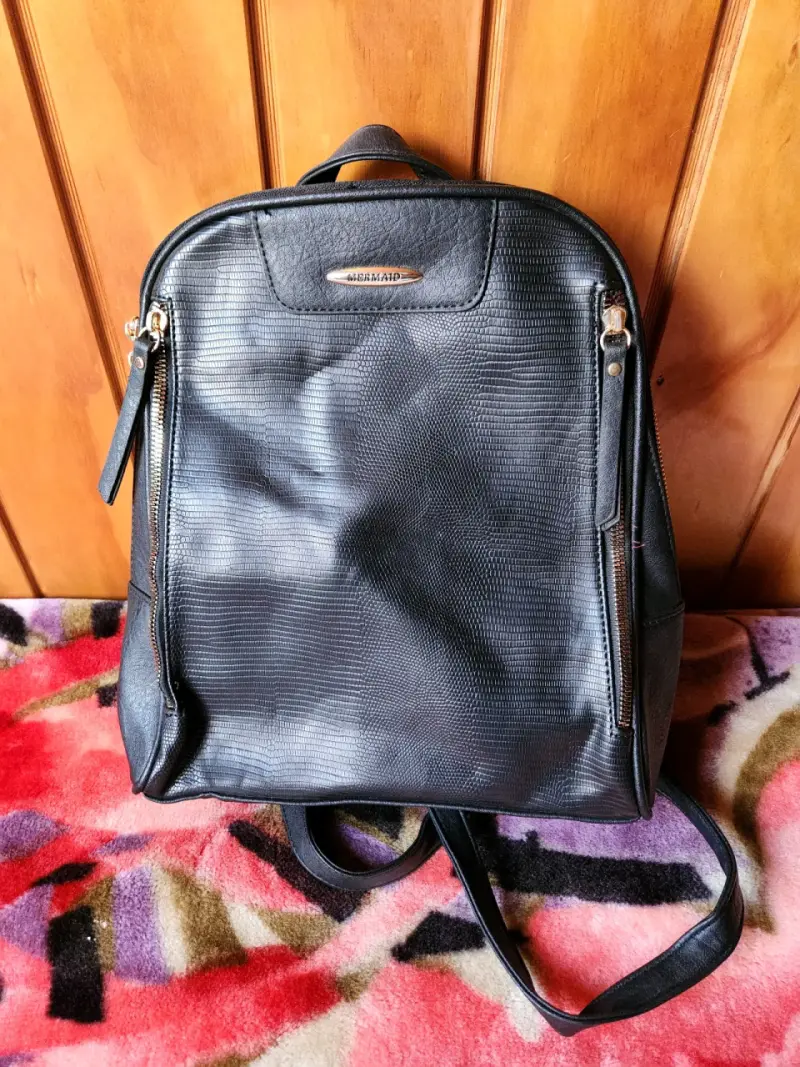 Mochila de cuero negra Mermaid - 2