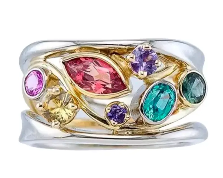 Anillo de platabrasileña a con piedras multicolor - 1