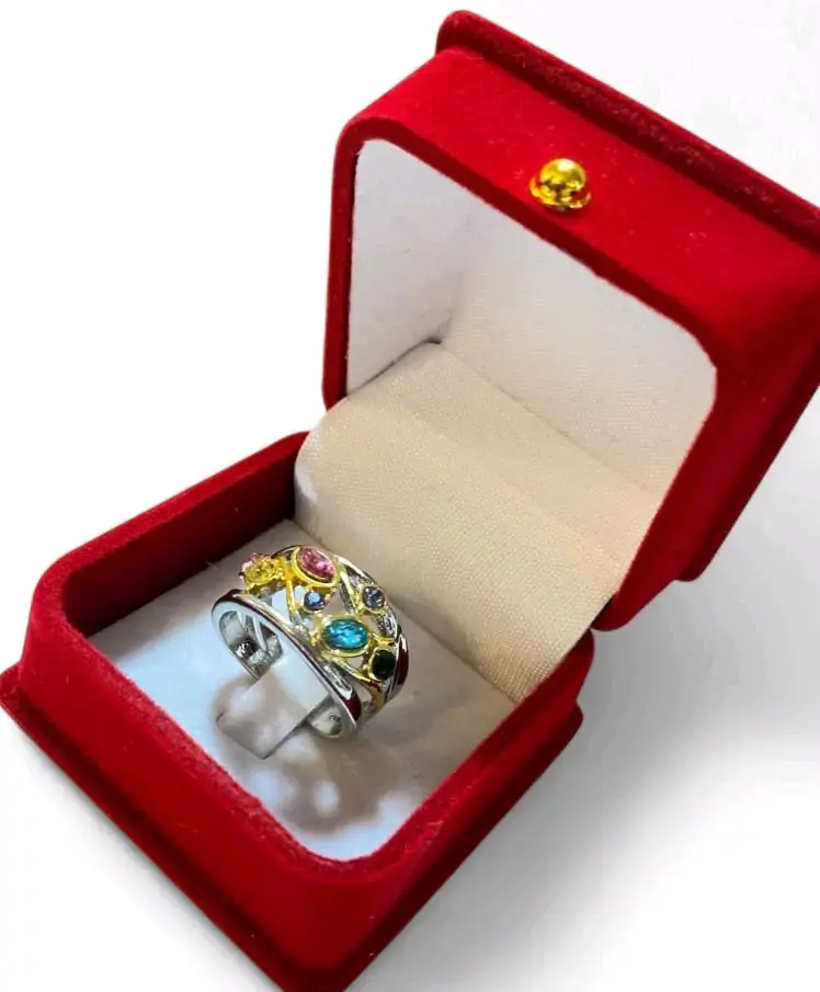 Anillo de platabrasileña a con piedras multicolor - 2