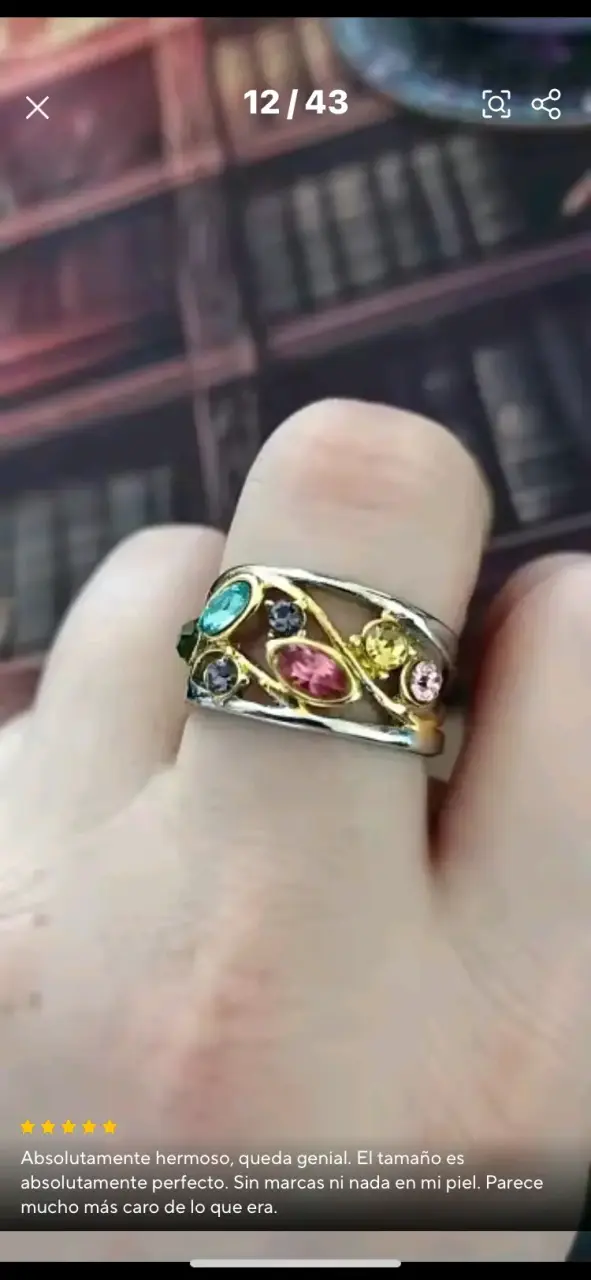 Anillo de plata brasileña con piedras multicolor - 2