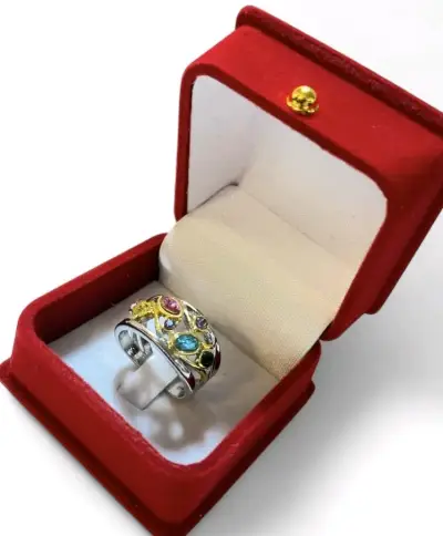 Anillo de plata brasileña con piedras multicolor - miniatura 4