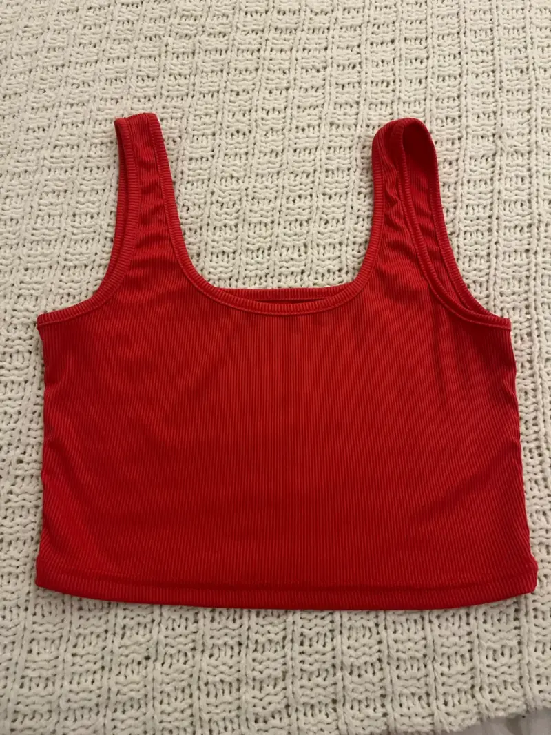 Top corto rojo sin mangas para mujer - 2