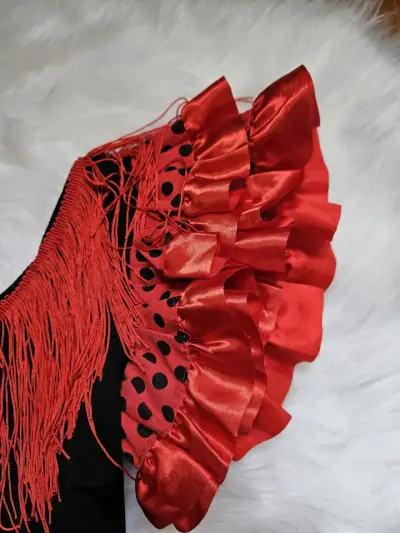 Vestido flamenco rojo con lunares y volantes - miniatura 2