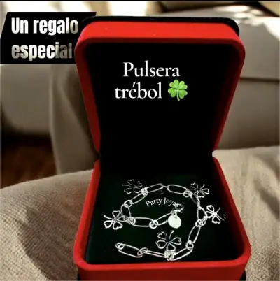 Pulsera de plata 925 con diseño de tréboles - miniatura 4