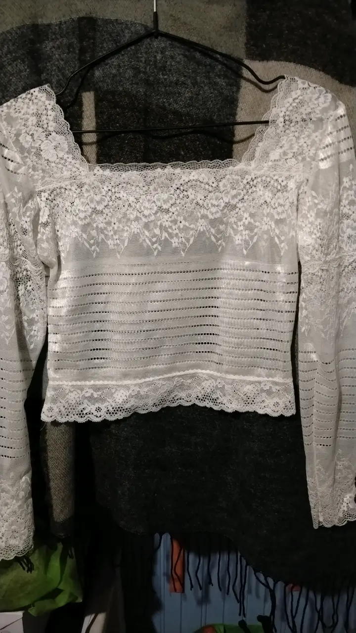 Blusa y top de encaje blanco para mujer - 1