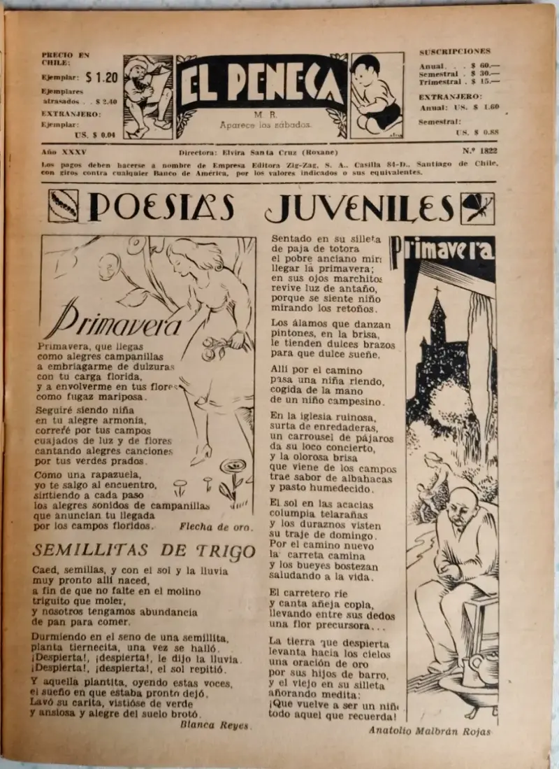 Revista El Peneca año 1943 edición original - 3