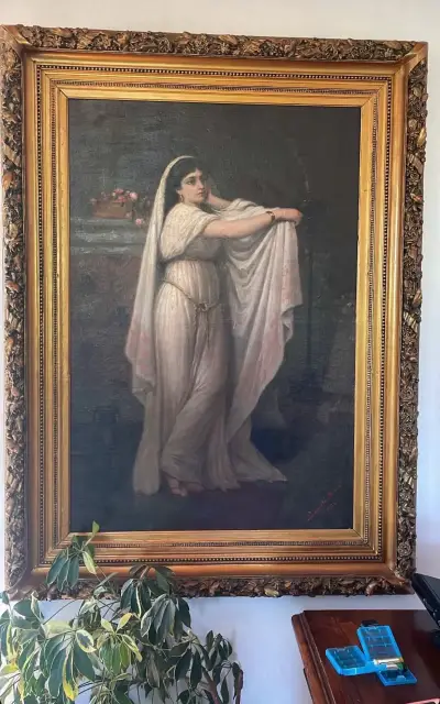 Cuadro óleo 1926 con marco original - miniatura 1