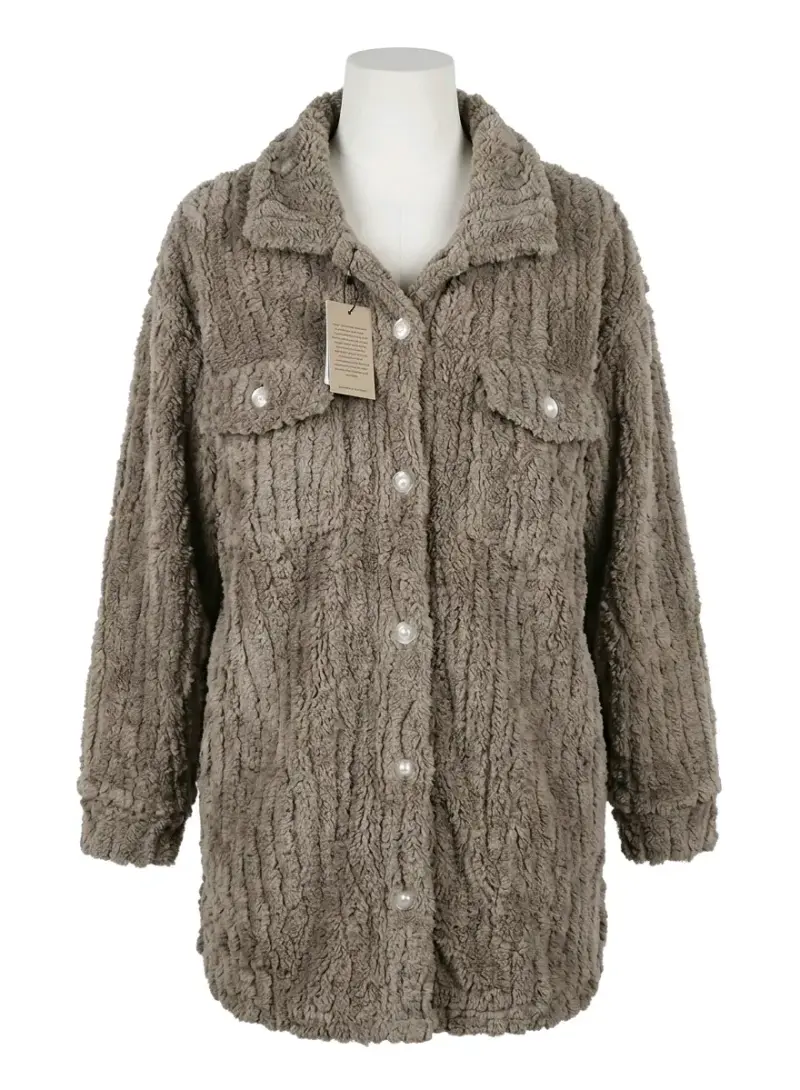 Chaqueta de felpa verde para mujer - 2