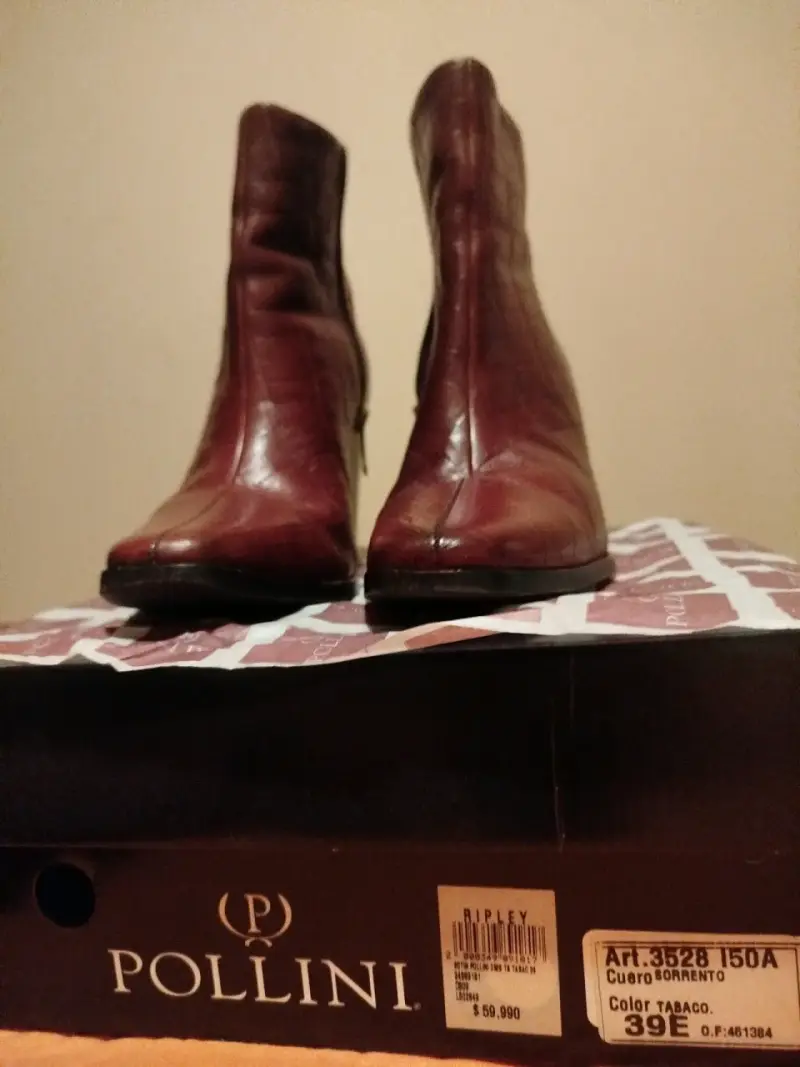 Botines de cuero color tabaco Pollini - 2