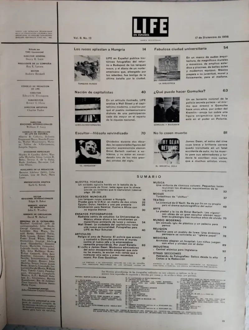 Revista Life en Español Diciembre 1956 - 2