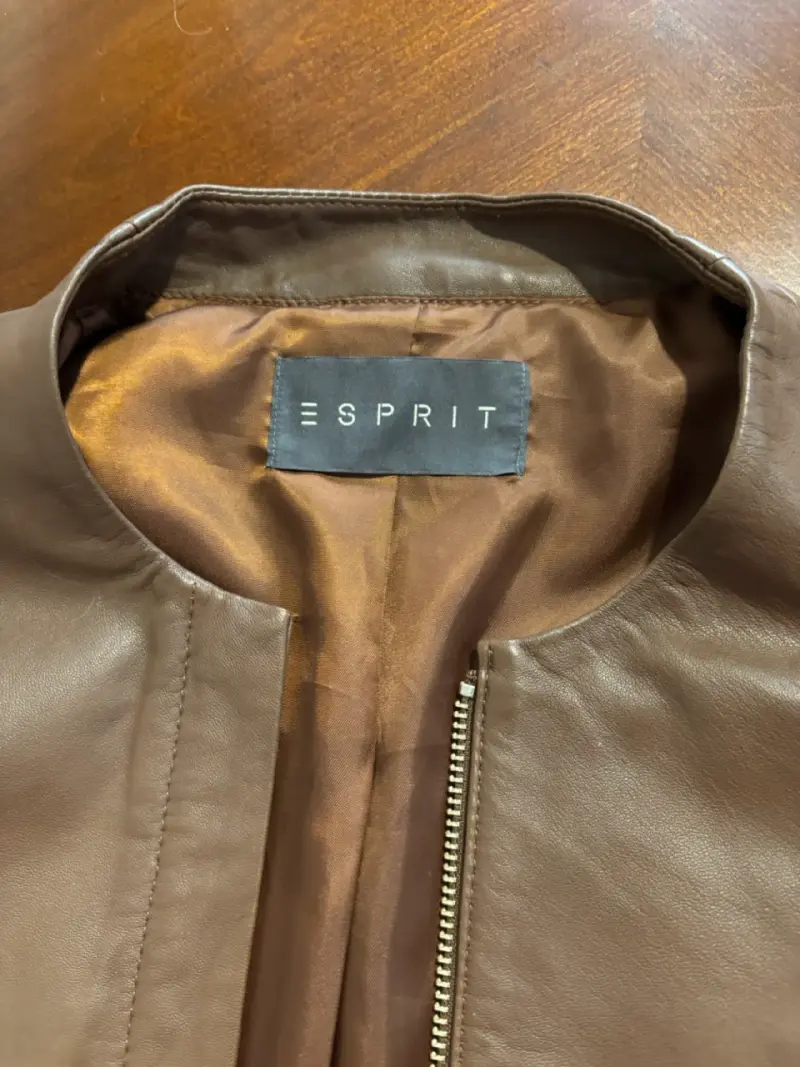 Chaqueta de cuero marrón Esprit para mujer