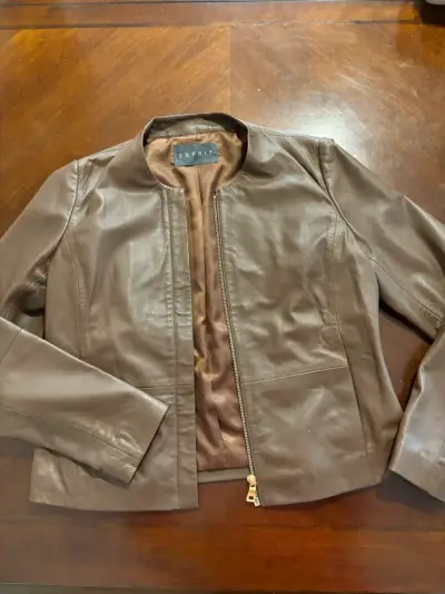 Chaqueta de cuero marrón Esprit para mujer - miniatura 2
